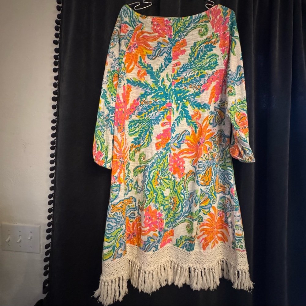 Lilly Pulitzer Casa Marina Fringe Hem Alia Tunic Dress Size Small S EUC Beach - Picture 2 of 12